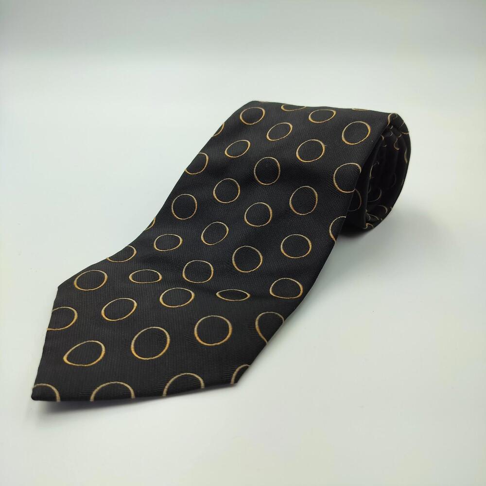 Calvin Klein Men Regular fit Tie Necktie One Size 59" Black/Gold Circle Print